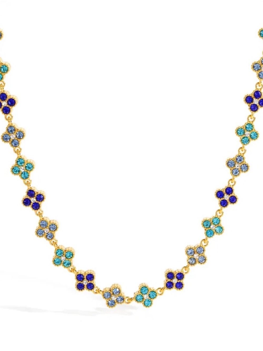 Floral Multicolor CZ Necklace NWT 18KT Gold Plated PVD Coated